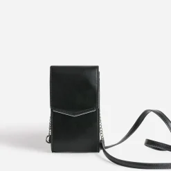 Pochette à téléphone noire avec barrette métal