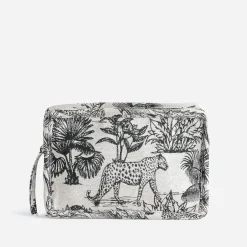 Pochette noire jacquard à motif jungle