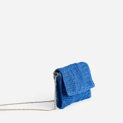 Pochette souple bleue en paille