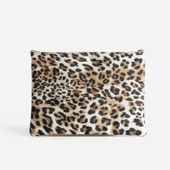 Pochette TEXTO beige imprimé léopard
