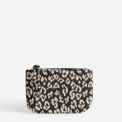 Pochette TEXTO noire à motif lépard