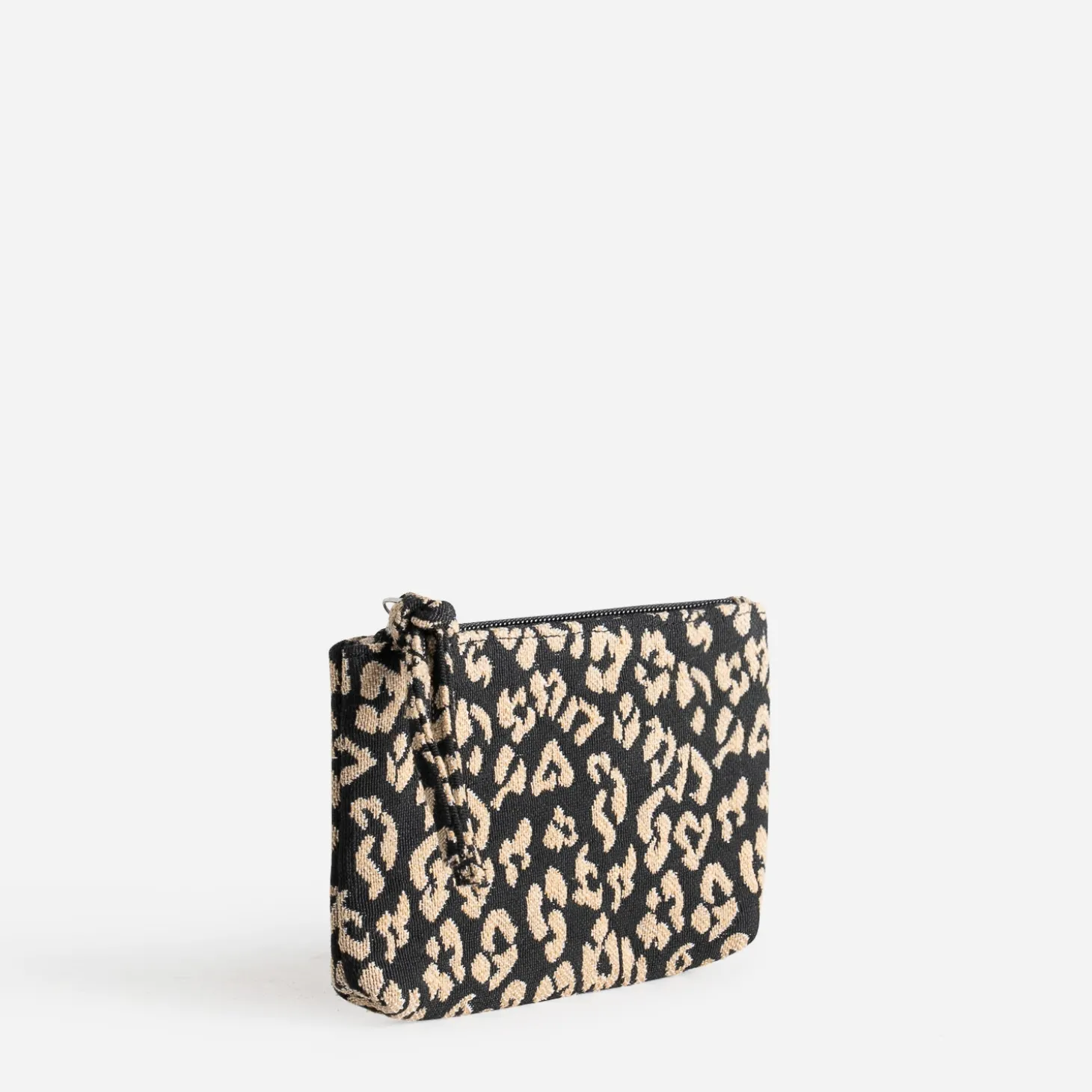 Pochette TEXTO noire à motif lépard