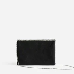 Pochette TEXTO noire broderie perles