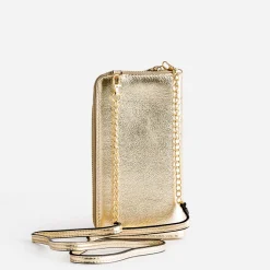 Pochette-téléphone TEXTO doré métallisé