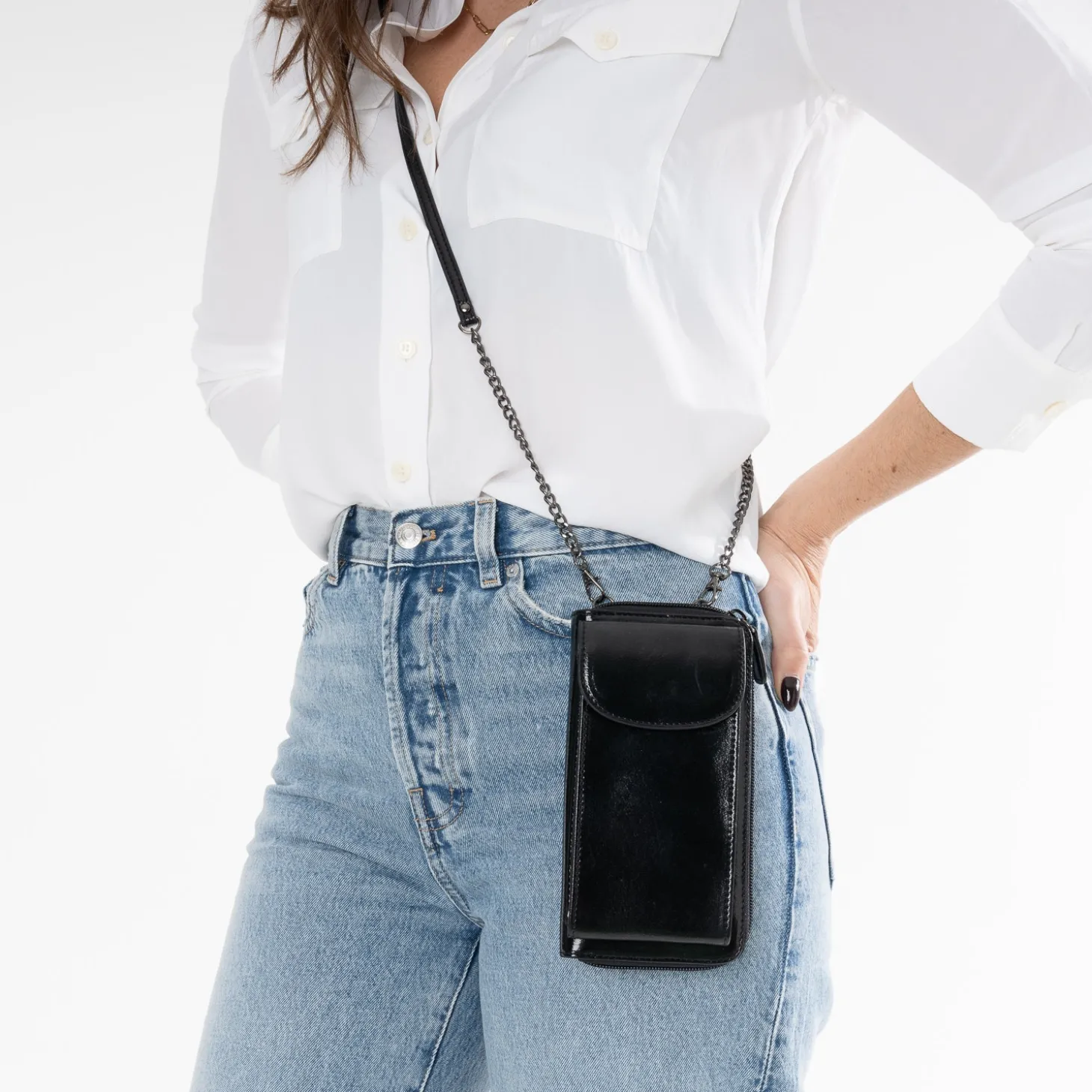 Pochette-téléphone TEXTO noir glacé