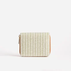 Portefeuille beige tressé intérieur camel