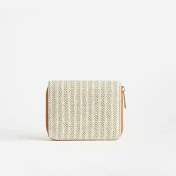 Portefeuille beige tressé intérieur camel