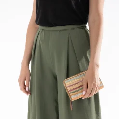 Portefeuille paille papier multicolore