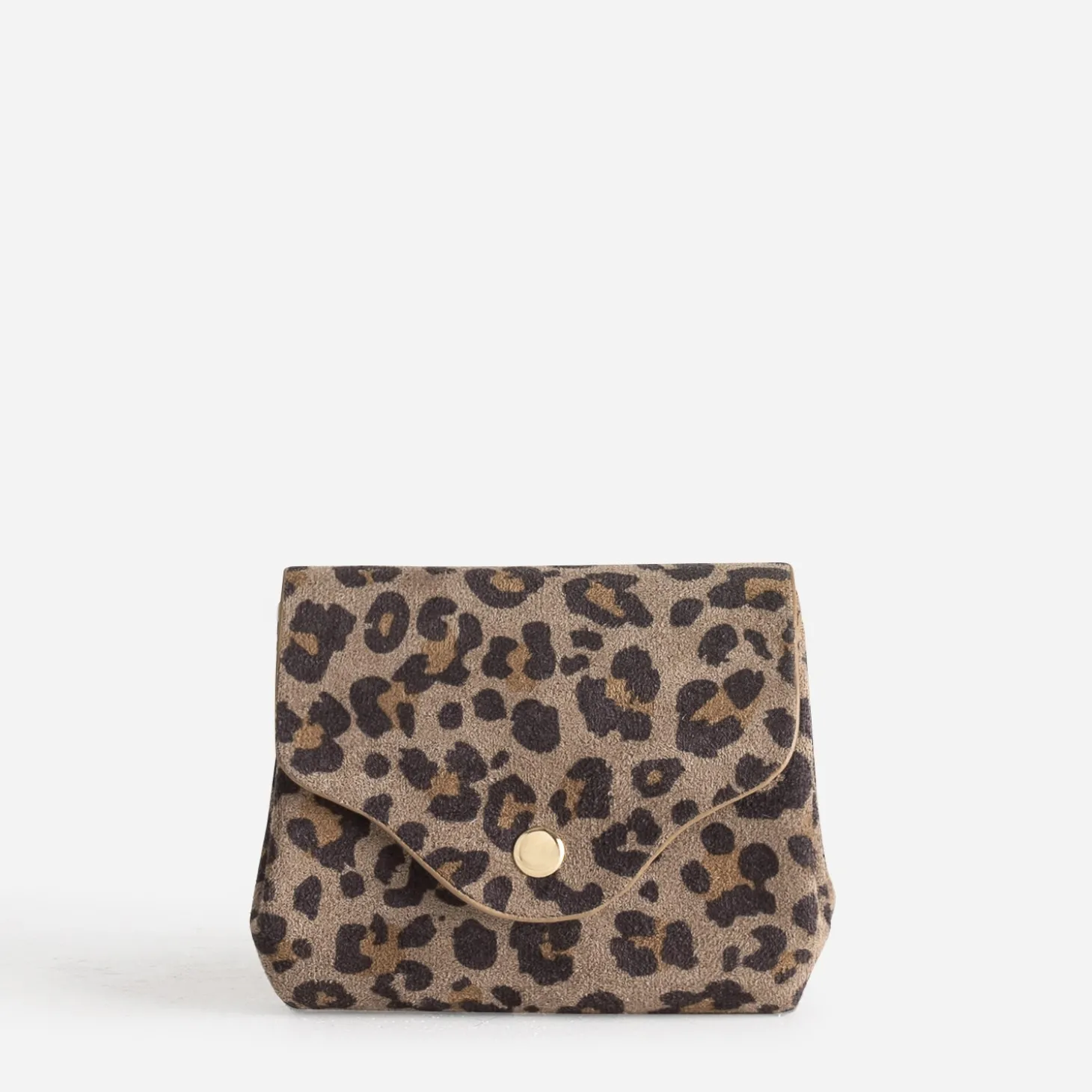 Porte-monnaie beige motif léopard 3 compartiments