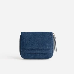 Porte-monnaie bleu en jean brut