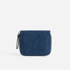 Porte-monnaie bleu en jean brut