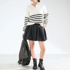 Pull marinière TEXTO écru tricot à col camionneur