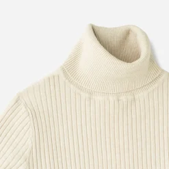 Pull TEXTO beige clair côtelé à col roulé