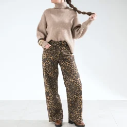 Pull TEXTO beige oversize