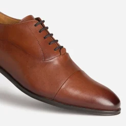 Richelieu cognac cuir bout droit