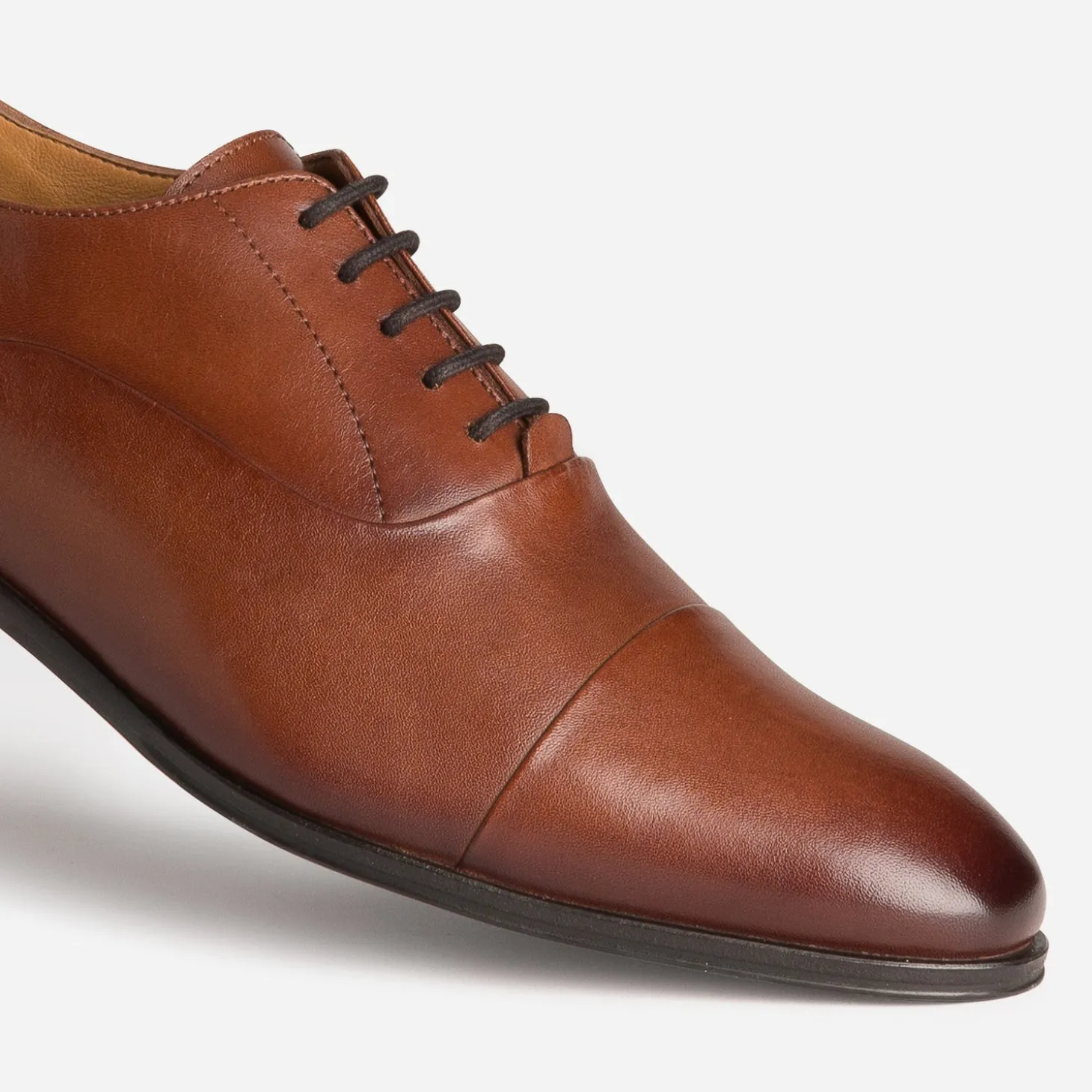 Richelieu cognac cuir bout droit