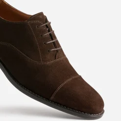 Richelieu marron cuir velours à bout droit