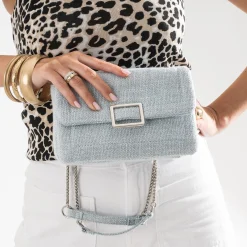 Sac à main baby blue textile souple