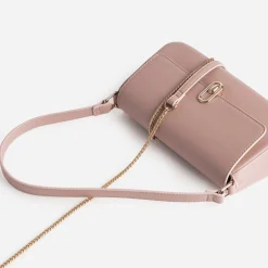 Sac à main bois de rose métalleries dorées