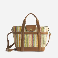 Sac à main camel et tressage multicolore