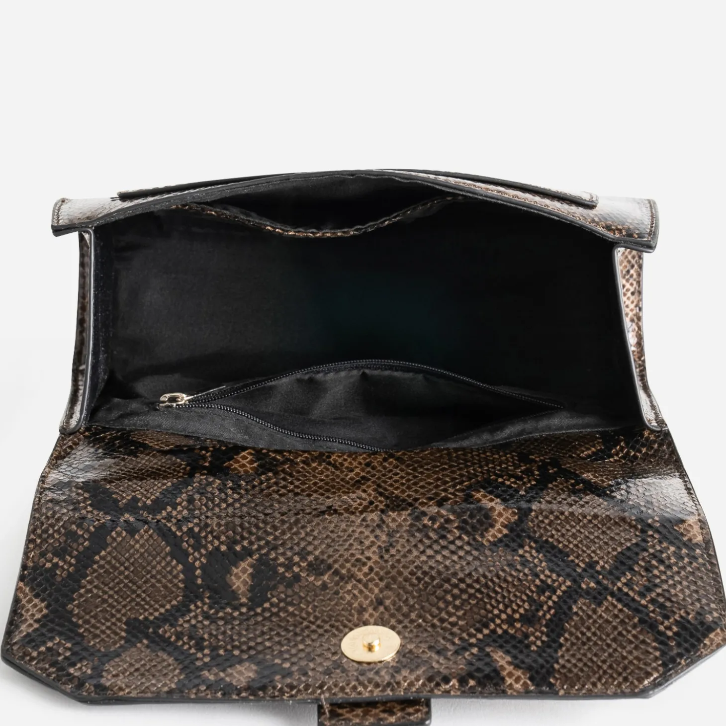 Sac à main marron imprimé effet python