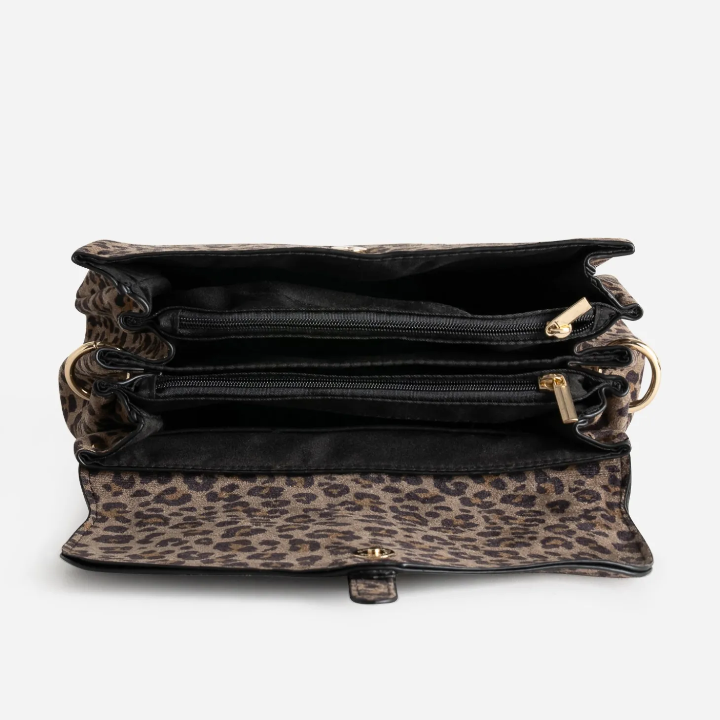 Sac à main marron suédé à motif léopard