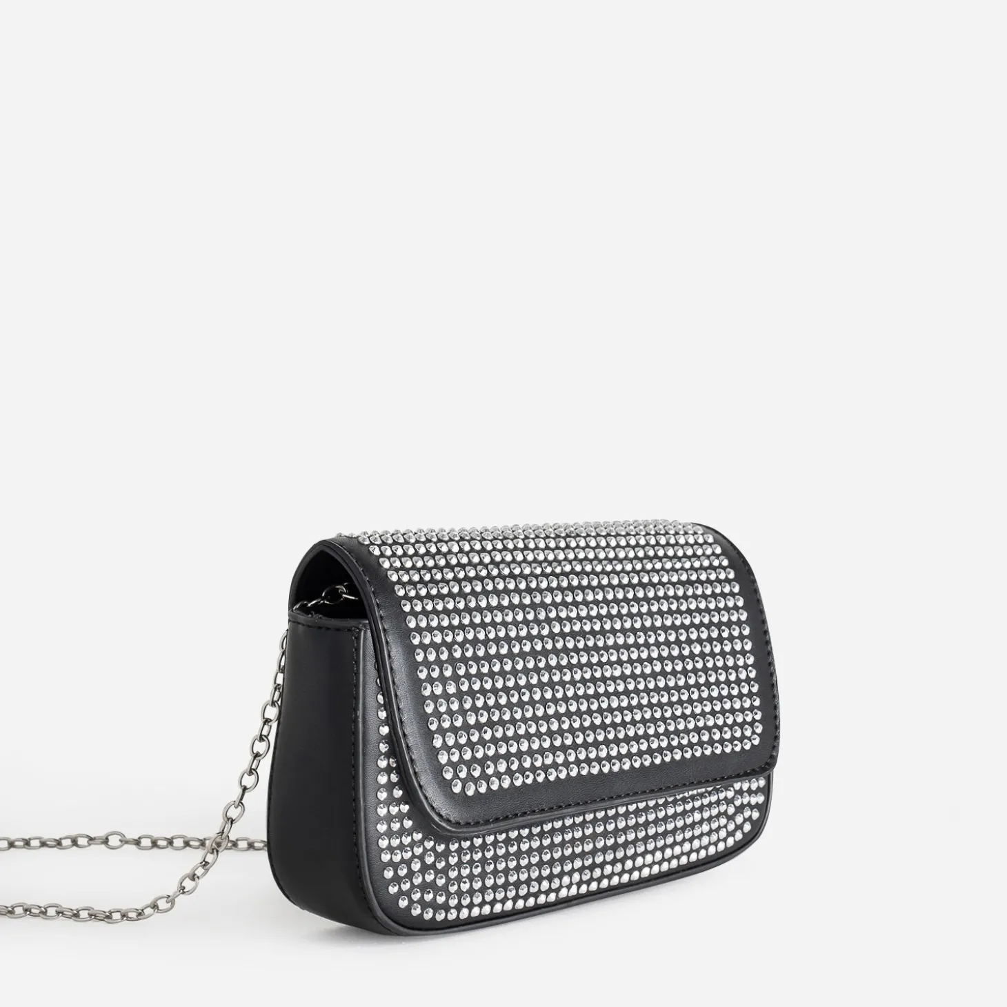 Sac à main TEXTO noir décor strass