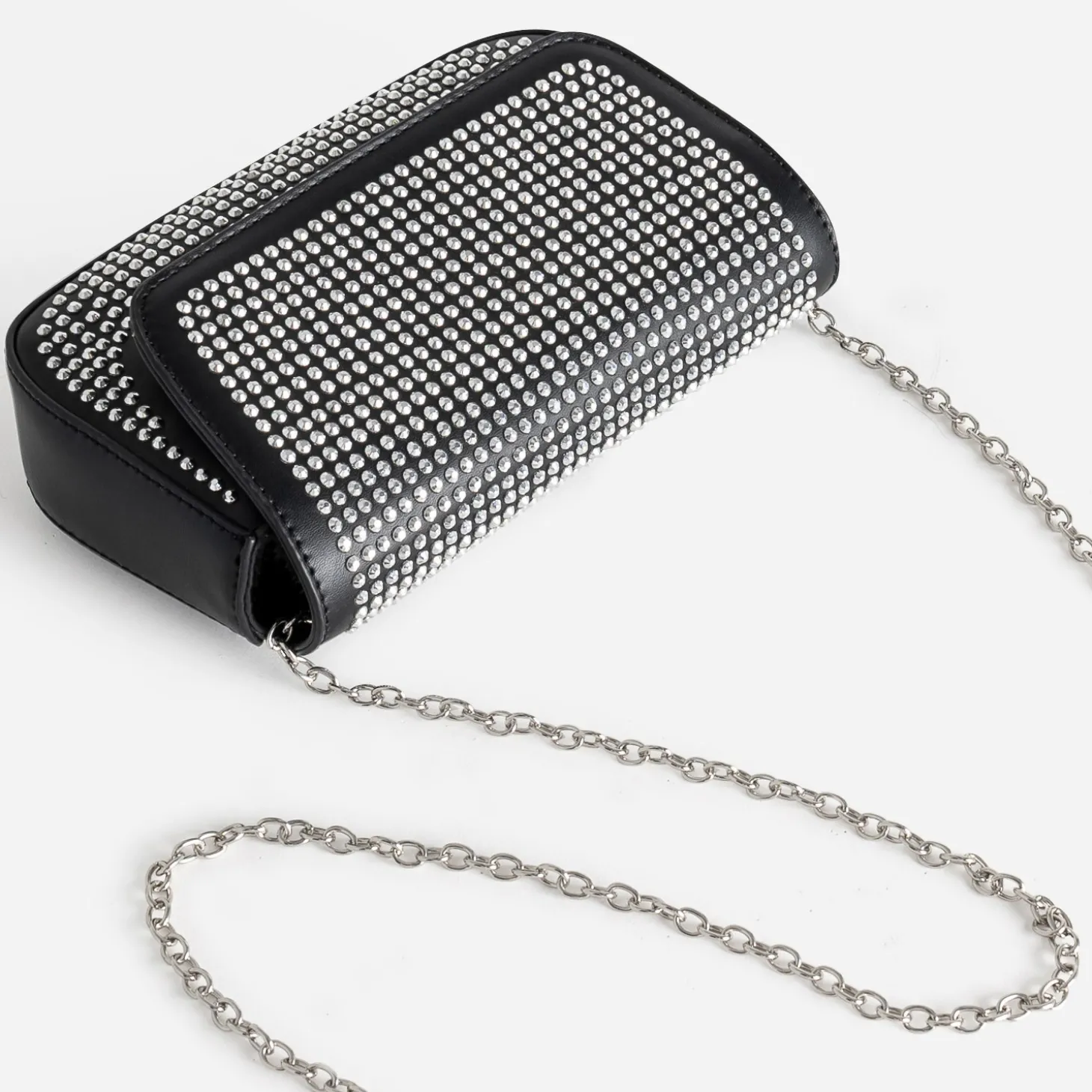 Sac à main TEXTO noir décor strass