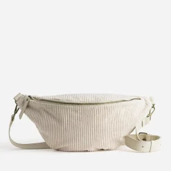 Sac banane écru velours côtelé