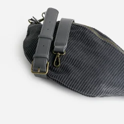 Sac banane gris velours côtelé