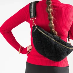 Sac banane noir sherpa bouclette