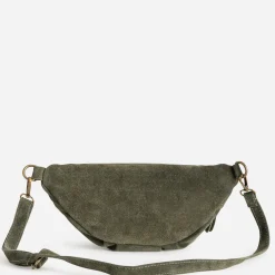 Sac banane TEXTO kaki cuir velours