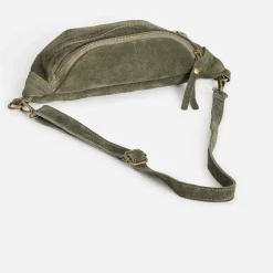 Sac banane TEXTO kaki cuir velours