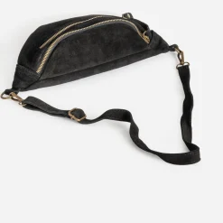 Sac banane TEXTO noir cuir velours