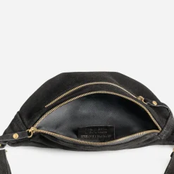 Sac banane TEXTO noir cuir velours