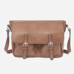 Sac bandoulière cognac à double boucle