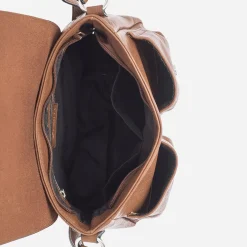 Sac bandoulière cognac à double boucle