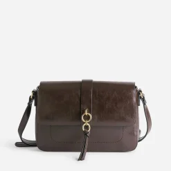 Sac bandoulière marron avec double anneaux