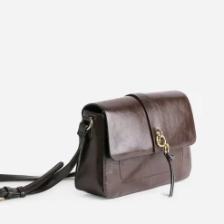 Sac bandoulière marron avec double anneaux