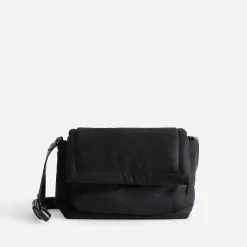 Sac bandoulière TEXTO noir irisé textile suédé