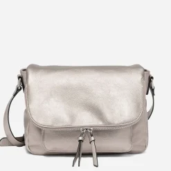 Sac besace bronze nacré avec rabat zippé