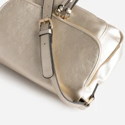 Sac besace doré avec rabat zippé