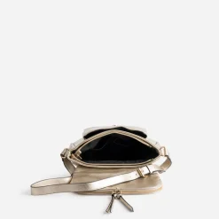 Sac besace doré avec rabat zippé
