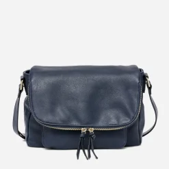 Sac besace marine avec rabat zippé