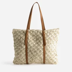 Sac cabas beige tressé