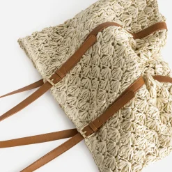 Sac cabas beige tressé