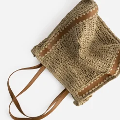 Sac cabas TEXTO beige paille papier