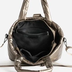 Sac cabas TEXTO bronze nylon matelassé