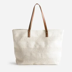 Sac cabas TEXTO écru textile tissé