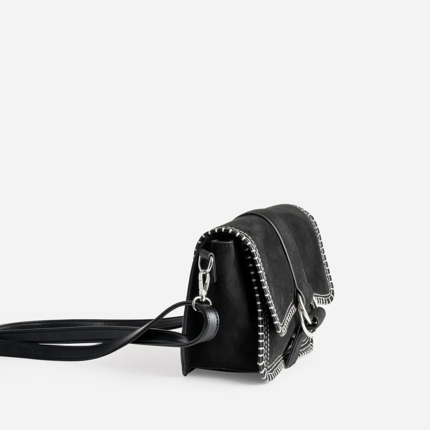 Sac TEXTO noir bi-matière surpiqûres contrastées